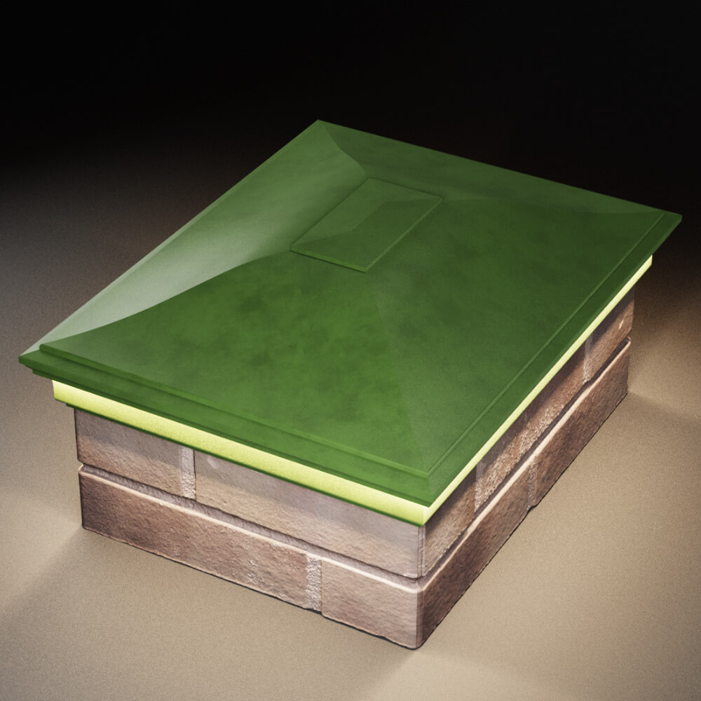 Колпак Zking Монблан Зеленый на столб 2х1.5 кирпича (515х385мм) c подсветкой в Северодвинске фото