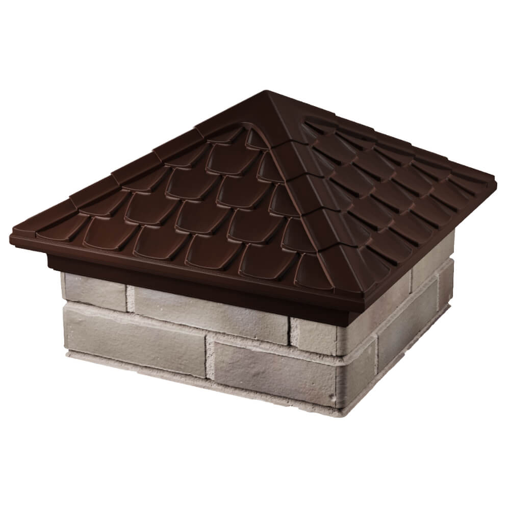 Колпак Zking Эльбрус Коричневый на столб 1.5х1.5 кирпича (385х385мм) в Северодвинске фото