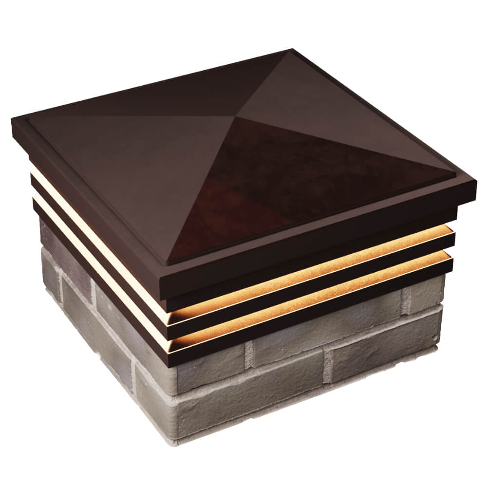 Колпак Zking Бона ХайТек Коричневый на столб 1.5х1.5 кирпича (385х385мм) с подсветкой в Северодвинске фото