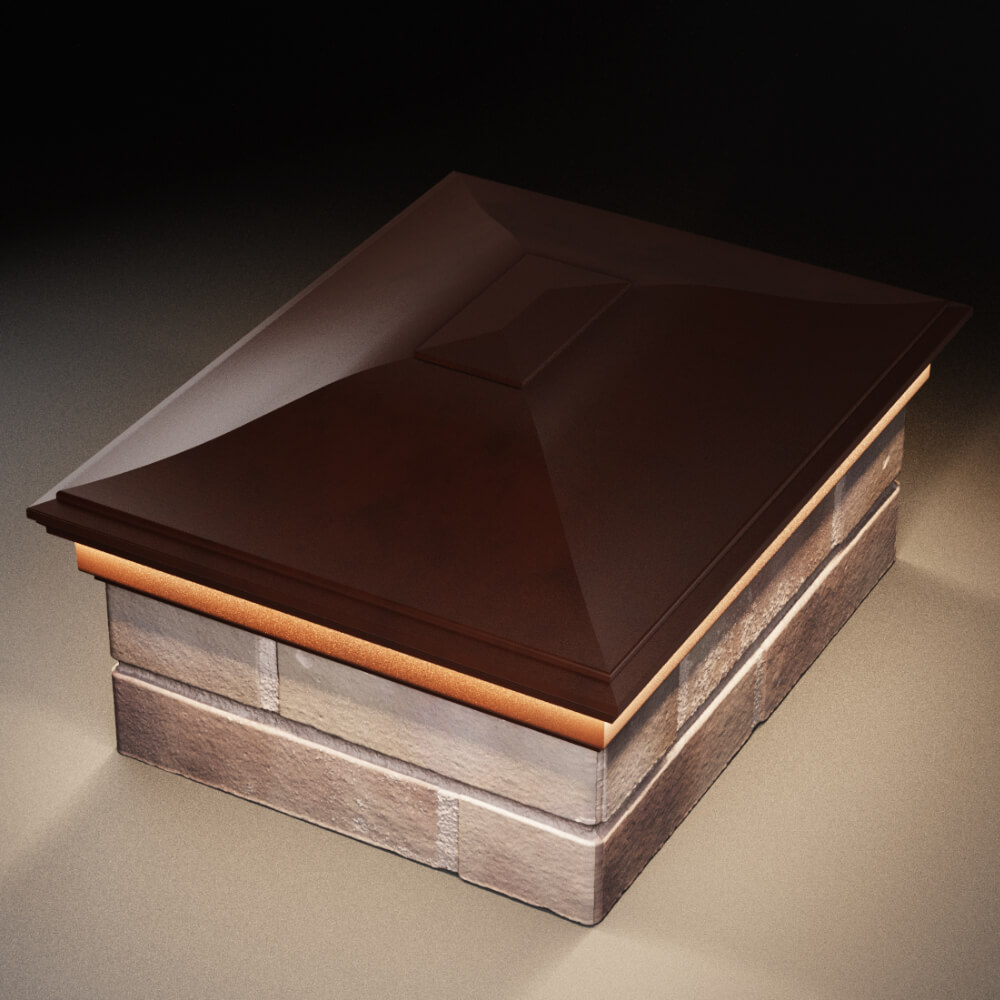 Колпак Zking Монблан Коричневый на столб 2х1.5 кирпича (515х385мм) c подсветкой в Северодвинске фото