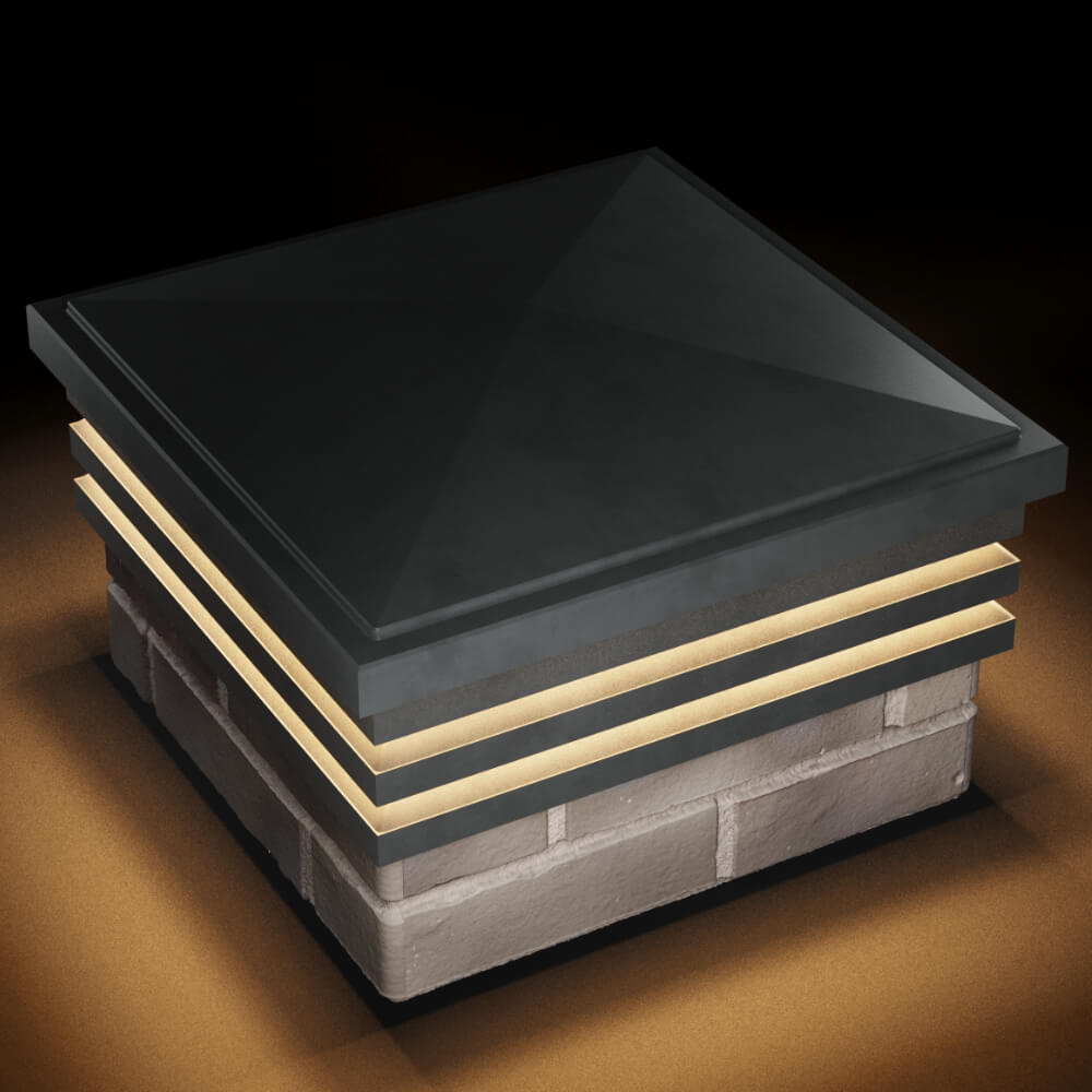 Колпак Zking Бона ХайТек Серый на столб 1.5х1.5 кирпича (385х385мм) с подсветкой в Северодвинске фото