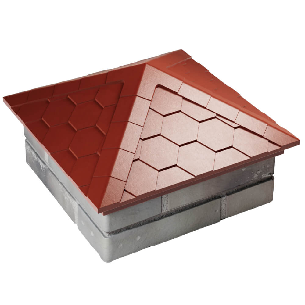 Колпак Zking Эверест Красный на столб 1.5х1.5 кирпича (390х390мм) в Северодвинске фото