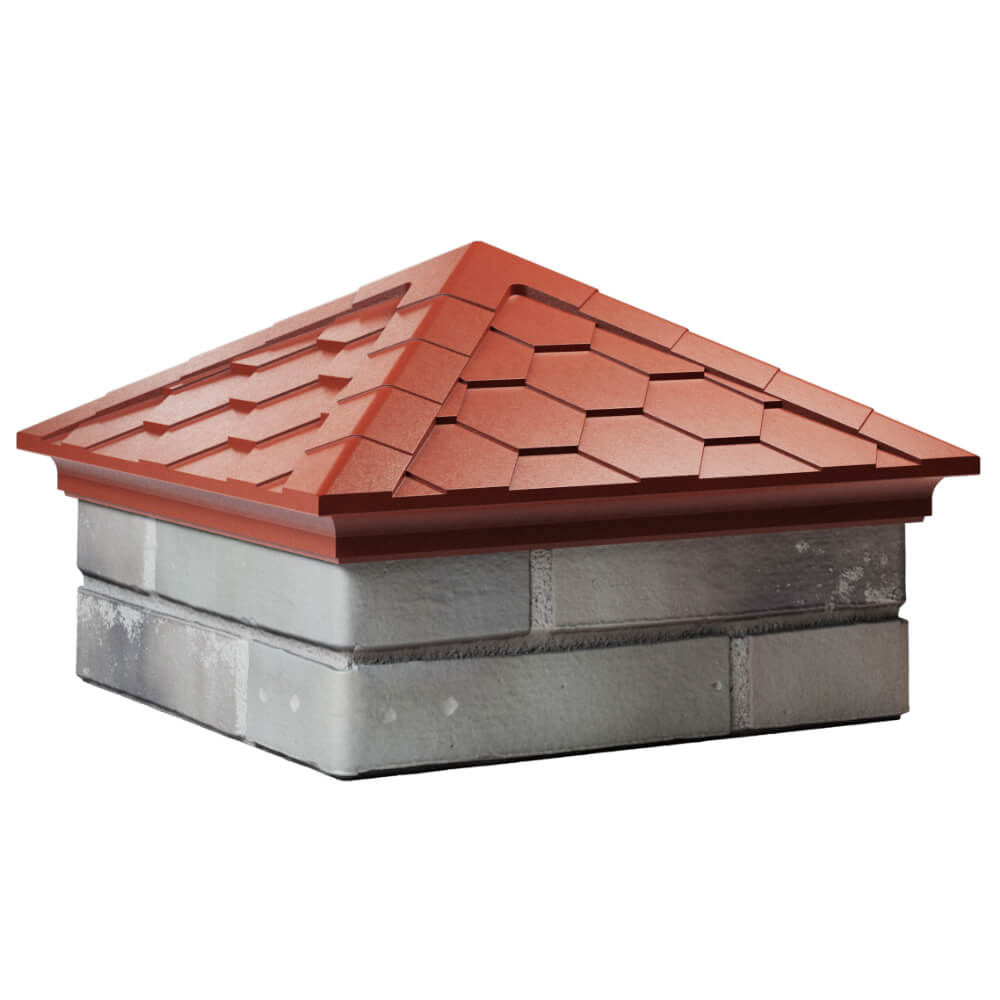 Колпак Zking Эверест Красный на столб 1.5х1.5 кирпича (390х390мм) в Северодвинске фото