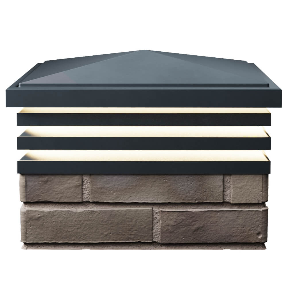 Колпак Zking Бона ХайТек Серый на столб 1.5х1.5 кирпича (385х385мм) с подсветкой в Северодвинске фото