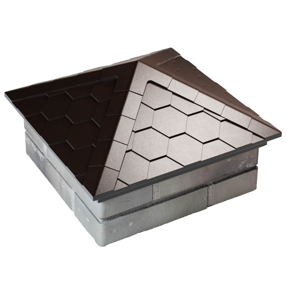 Колпак Zking Эверест Коричневый на столб 1.5х1.5 кирпича (390х390мм) в Северодвинске фото