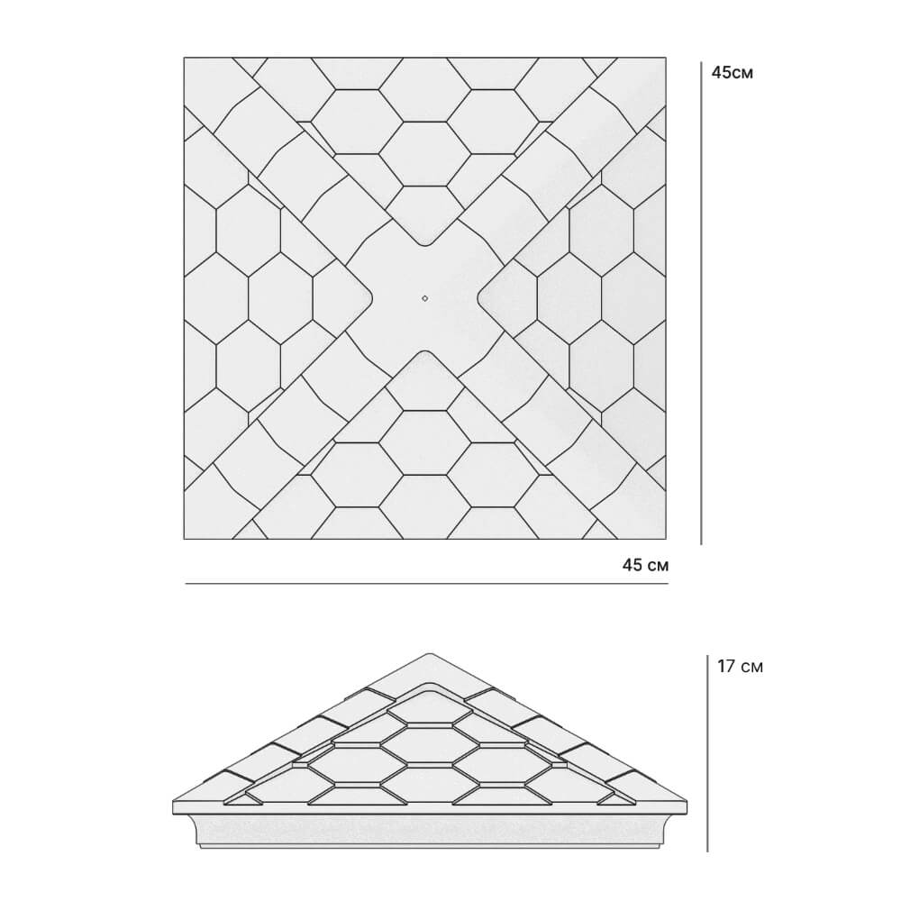 Колпак Zking Эверест Серый на столб 1.5х1.5 кирпича (390х390мм) в Северодвинске фото