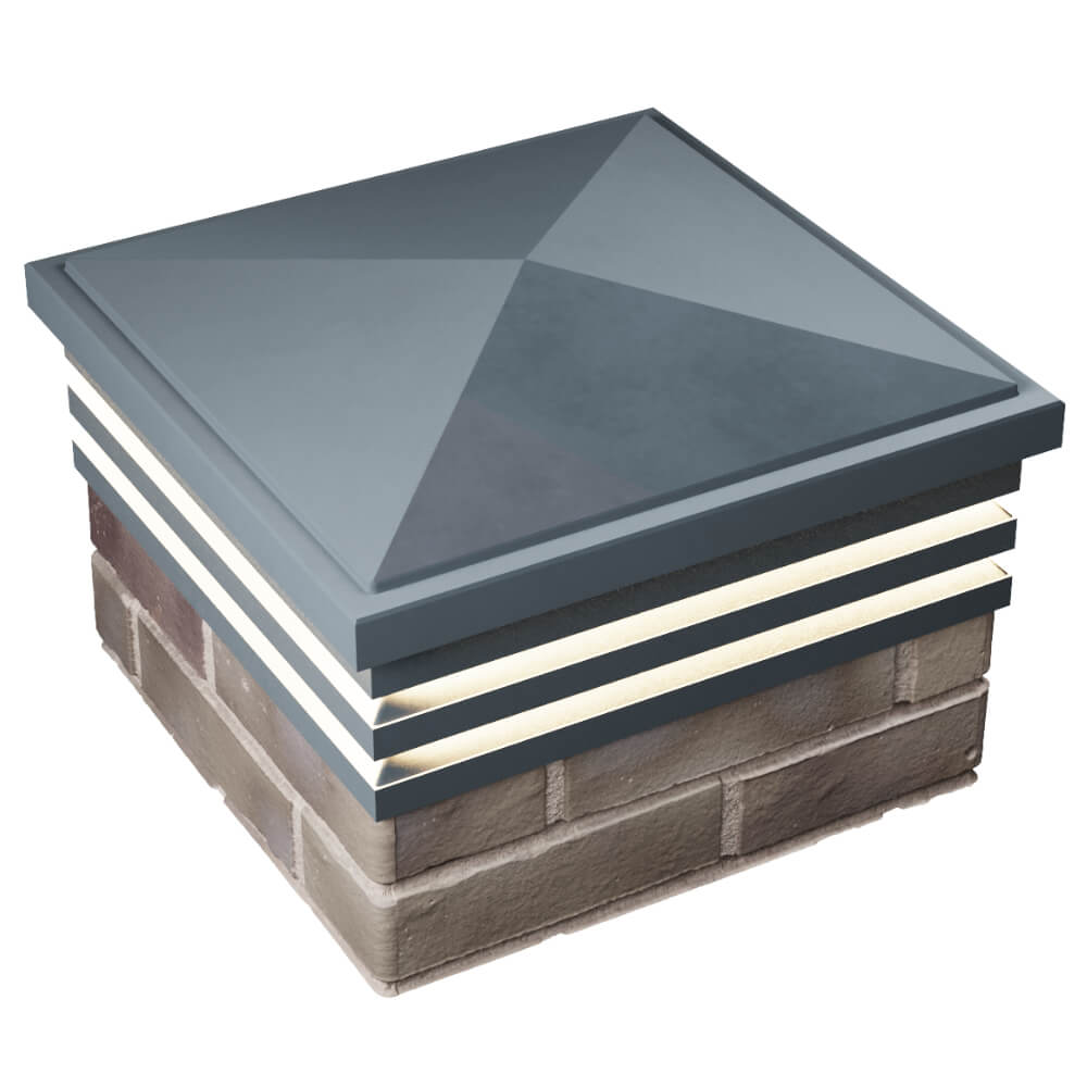 Колпак Zking Бона ХайТек Серый на столб 1.5х1.5 кирпича (385х385мм) с подсветкой в Северодвинске фото