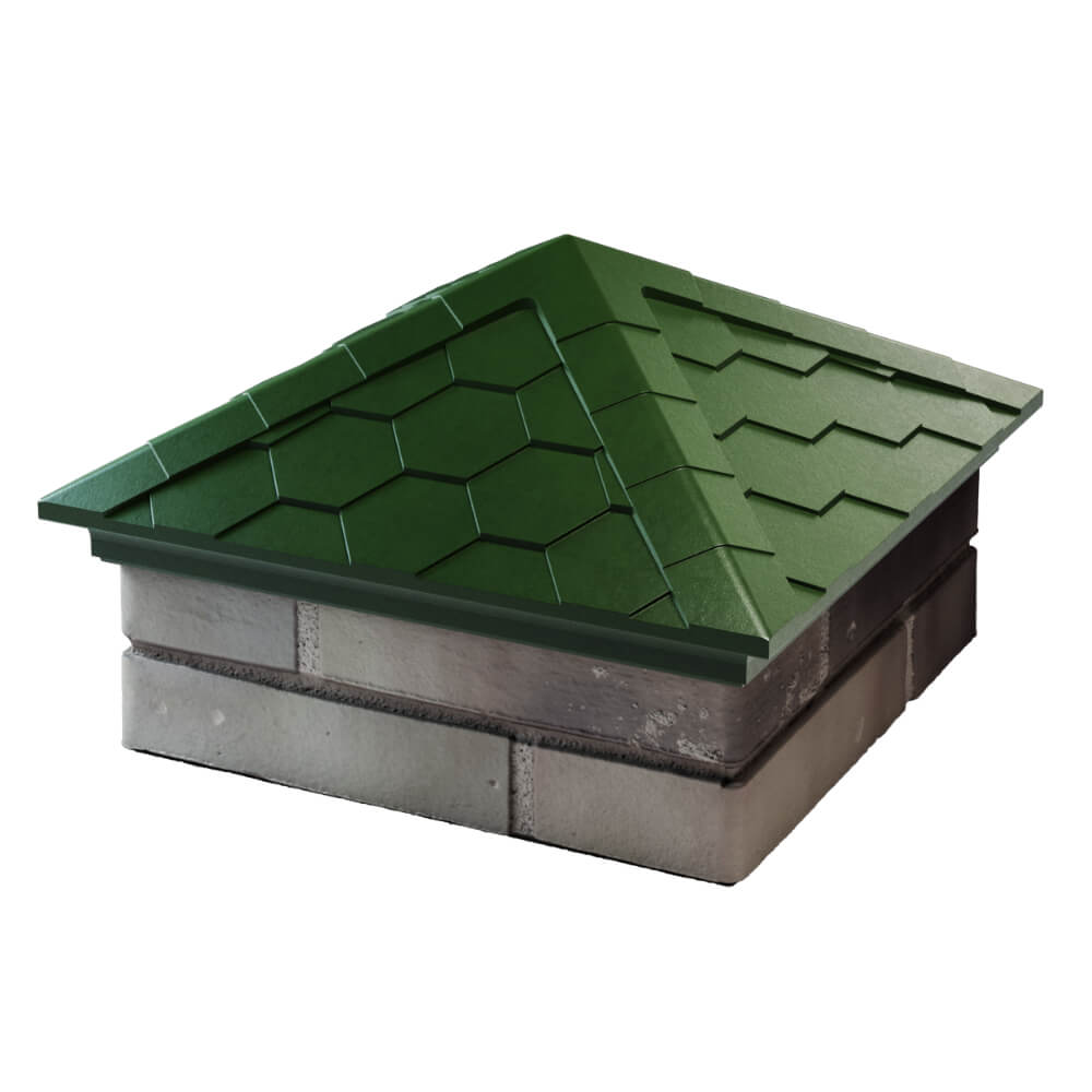 Колпак Zking Эверест Зеленый на столб 1.5х1.5 кирпича (390х390мм) в Северодвинске фото