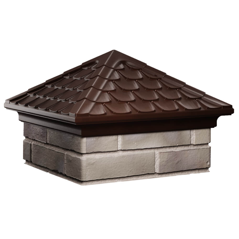 Колпак Zking Эльбрус Коричневый на столб 1.5х1.5 кирпича (385х385мм) в Северодвинске фото