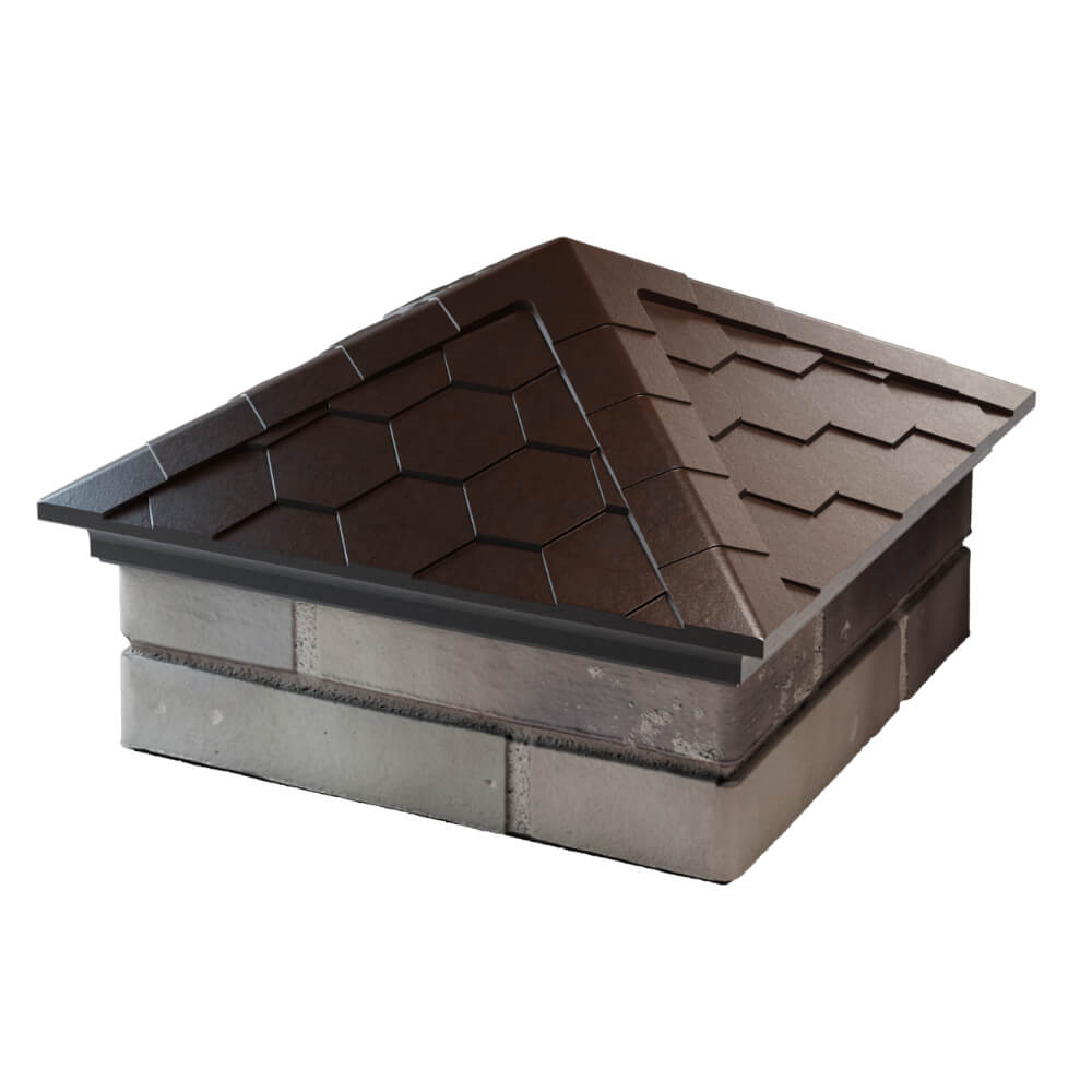 Колпак Zking Эверест Коричневый на столб 1.5х1.5 кирпича (390х390мм) в Северодвинске фото